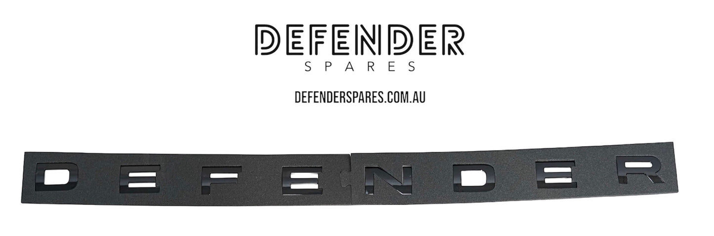 Defender Bonnet Lettering badge - Gloss Black