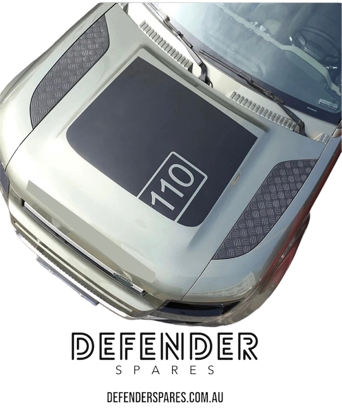 Defender 110 Bonnet Decal - Matt Black